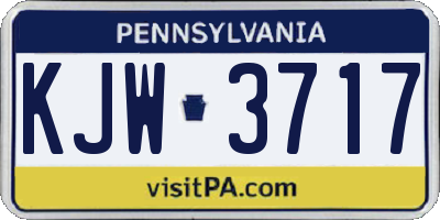 PA license plate KJW3717