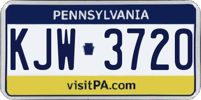 PA license plate KJW3720