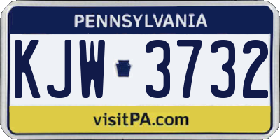 PA license plate KJW3732