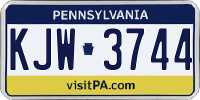 PA license plate KJW3744