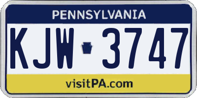 PA license plate KJW3747