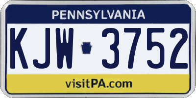 PA license plate KJW3752