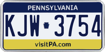 PA license plate KJW3754