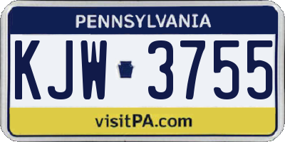 PA license plate KJW3755