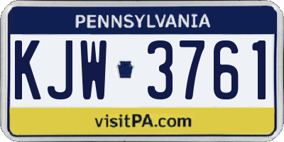 PA license plate KJW3761