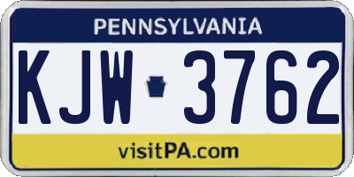 PA license plate KJW3762