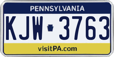 PA license plate KJW3763