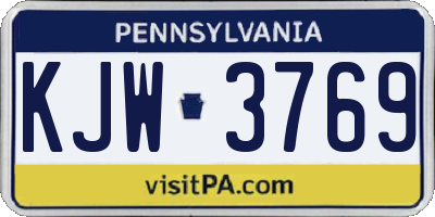 PA license plate KJW3769