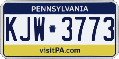 PA license plate KJW3773