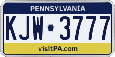 PA license plate KJW3777