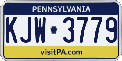 PA license plate KJW3779