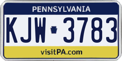 PA license plate KJW3783
