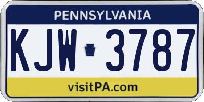 PA license plate KJW3787