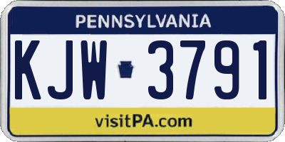 PA license plate KJW3791