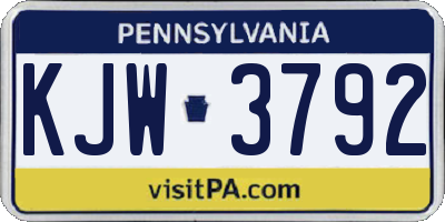 PA license plate KJW3792