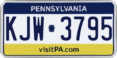 PA license plate KJW3795