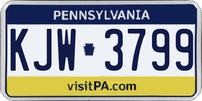 PA license plate KJW3799