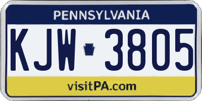 PA license plate KJW3805