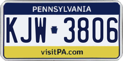 PA license plate KJW3806