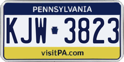 PA license plate KJW3823