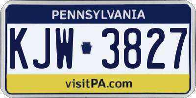 PA license plate KJW3827
