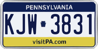 PA license plate KJW3831