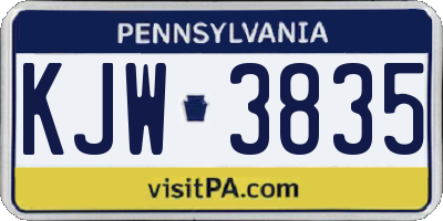 PA license plate KJW3835