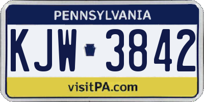 PA license plate KJW3842