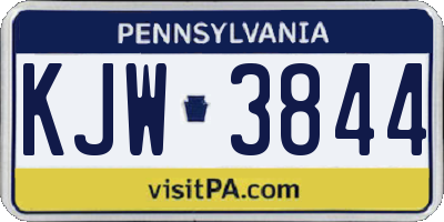 PA license plate KJW3844