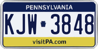 PA license plate KJW3848
