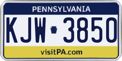 PA license plate KJW3850