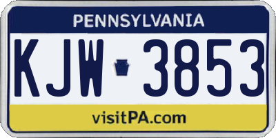 PA license plate KJW3853