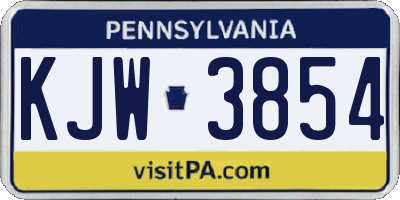 PA license plate KJW3854