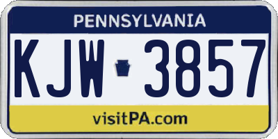 PA license plate KJW3857