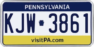 PA license plate KJW3861