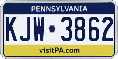 PA license plate KJW3862