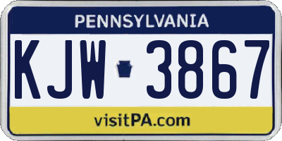 PA license plate KJW3867