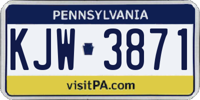 PA license plate KJW3871