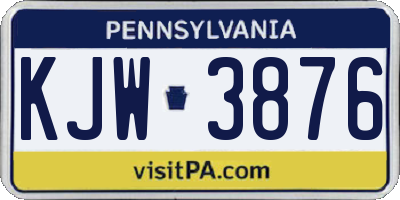 PA license plate KJW3876
