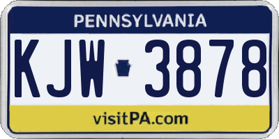PA license plate KJW3878