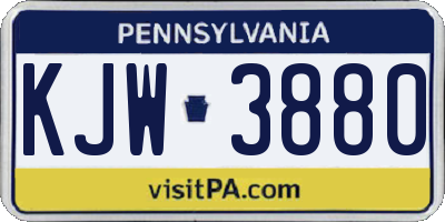 PA license plate KJW3880