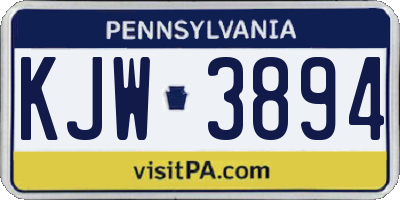 PA license plate KJW3894