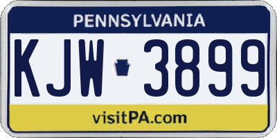PA license plate KJW3899