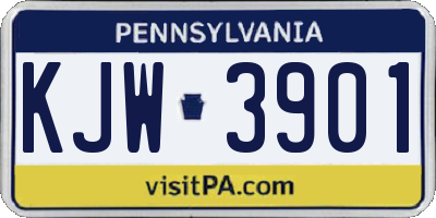 PA license plate KJW3901