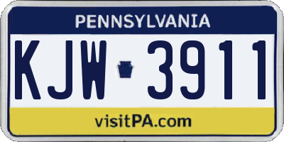 PA license plate KJW3911