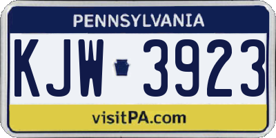 PA license plate KJW3923