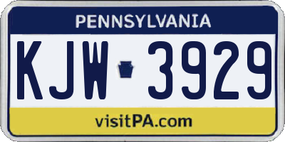 PA license plate KJW3929