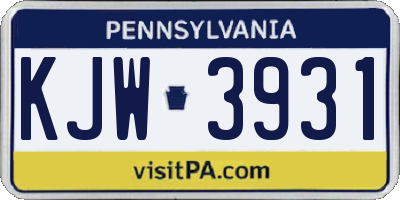 PA license plate KJW3931
