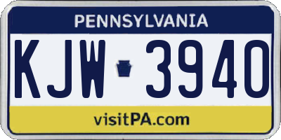 PA license plate KJW3940
