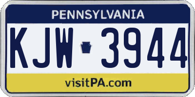 PA license plate KJW3944